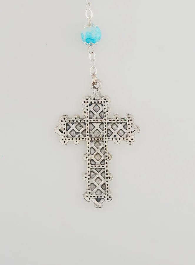 Fashion Rosary with Blue Enamel Beads (pic 3)