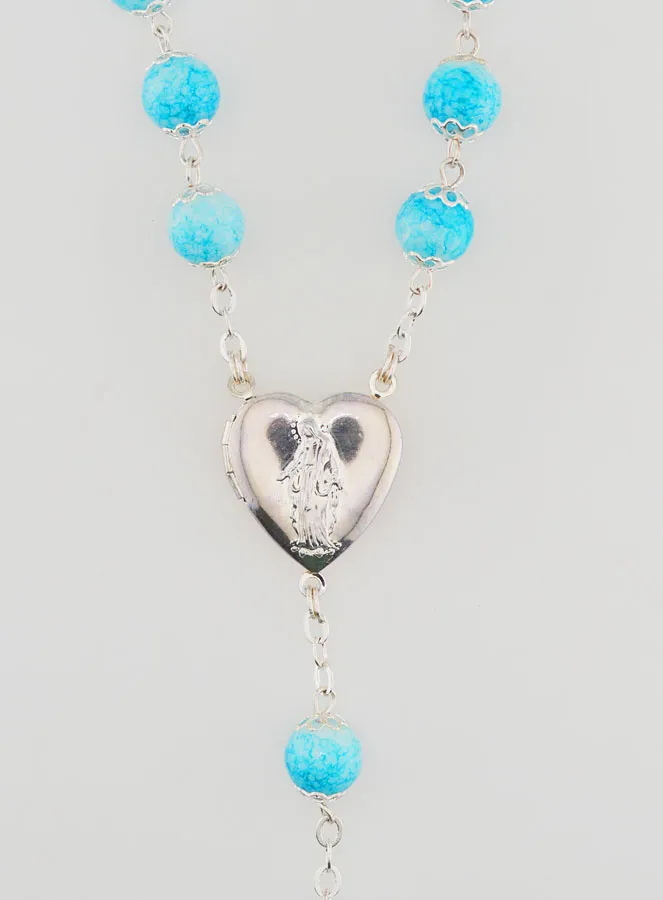 Fashion Rosary with Blue Enamel Beads (pic 4)
