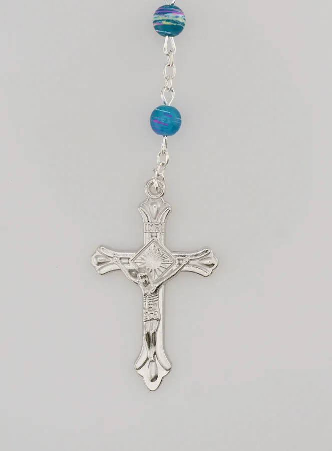 Lourdes Rosary with Red and Blue Pearls - 60cm (pic 3)