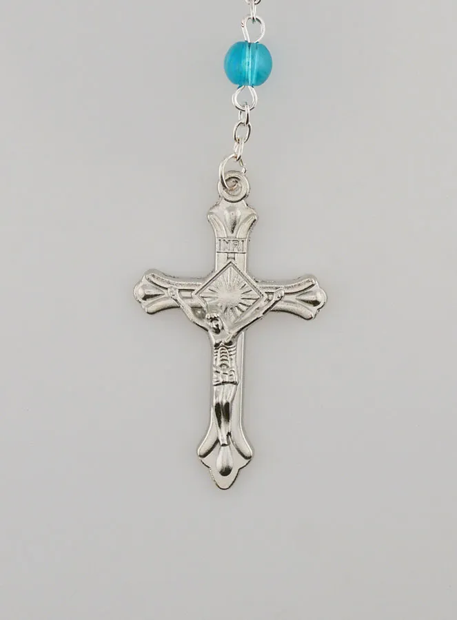 Lourdes Fashion Rosary with Blue Crystal Beads- 60cm (pic 3)
