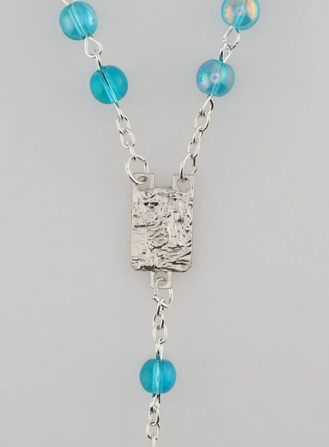 Lourdes Fashion Rosary with Blue Crystal Beads- 60cm (pic 4)