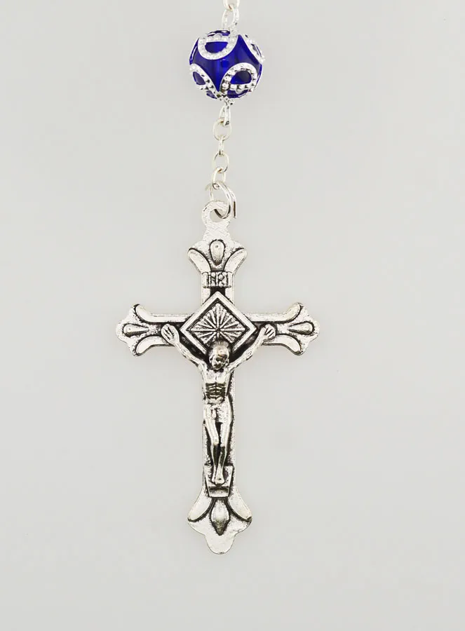 Lourdes Rosary with Blue Crystal Beads -55cm (pic 3)