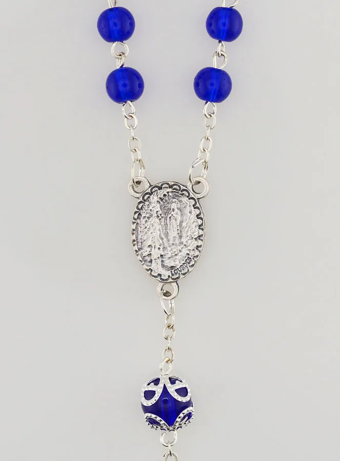 Lourdes Rosary with Blue Crystal Beads -55cm (pic 4)