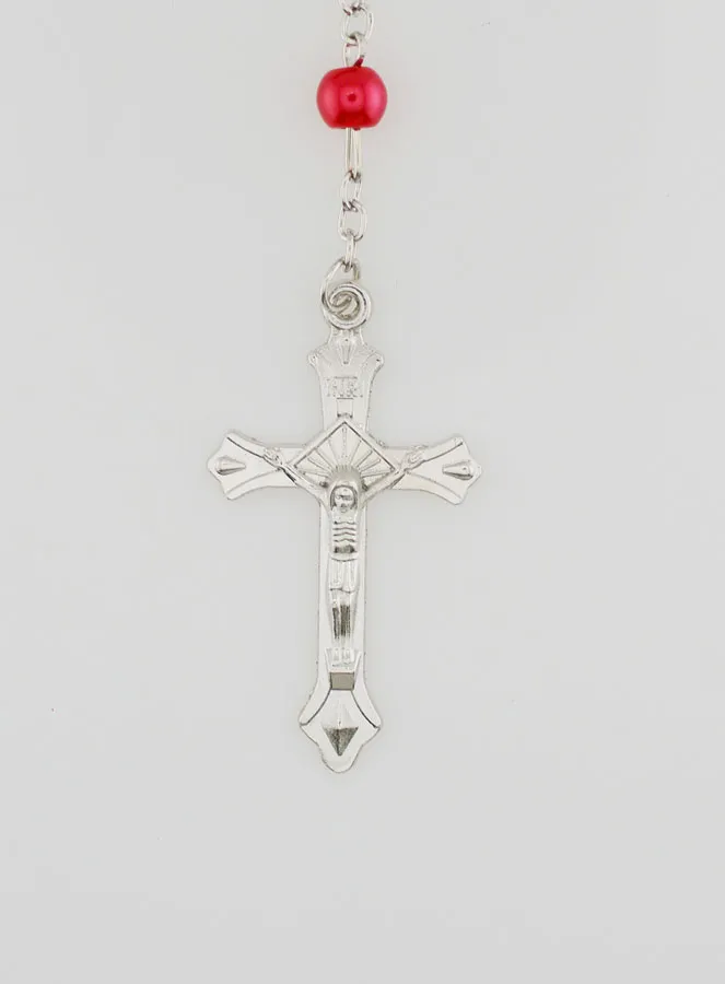 Lourdes Rosary with Red Pearls -60cm (pic 3)