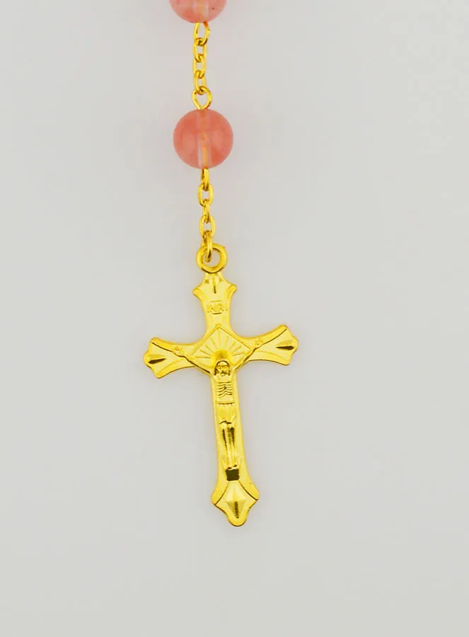 Gold Plated Rosary with Genuine Quartz Beads (pic 3)