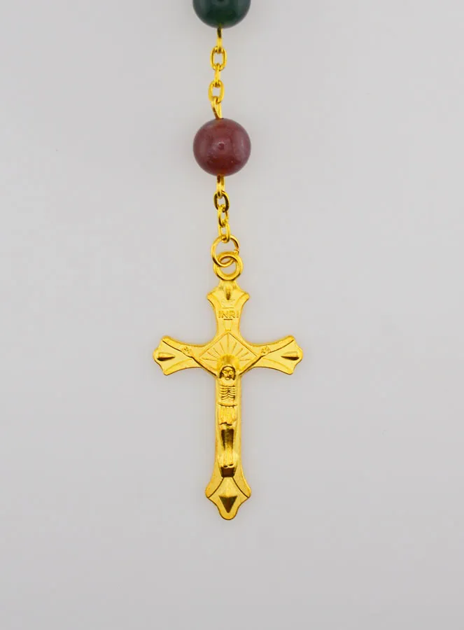 Gold Plated Rosary with Genuine Agate Beads (pic 3)