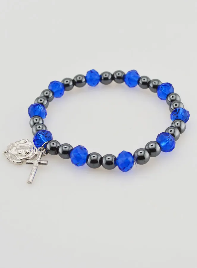 Black & Blue Beads Religious Bracelet (pic 3)