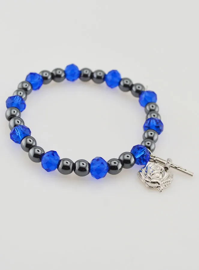 Black & Blue Beads Religious Bracelet (pic 4)