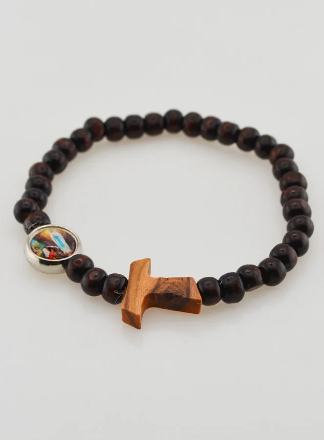 Wood Tau Cross Rosary Bracelet (pic 3)