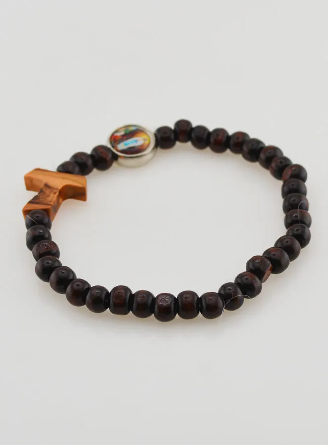 Wood Tau Cross Rosary Bracelet (pic 4)