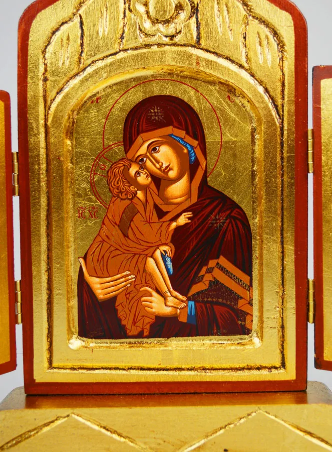 Triptych Icon Our Lady of Vladimir - 26 cm (pic 4)