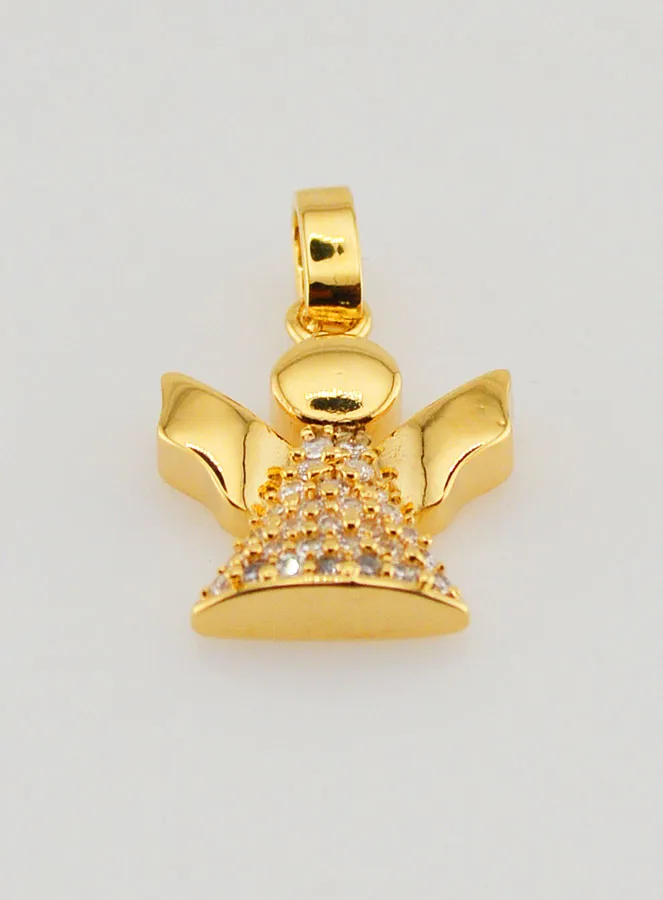 Gold Plated & Rhinestone Diamonds Guardian Angel Pendant - 1,5 cm (pic 2)