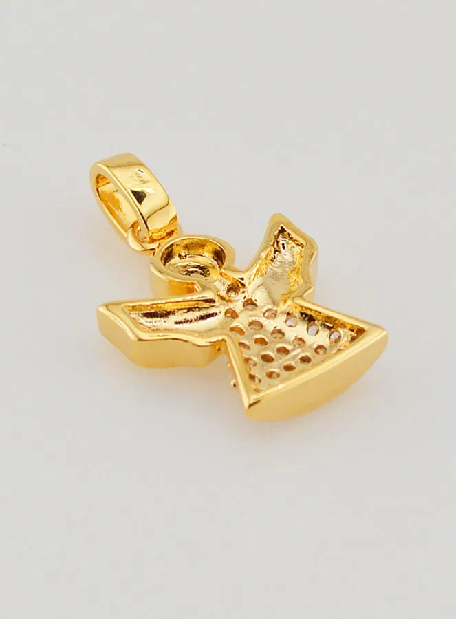 Gold Plated & Rhinestone Diamonds Guardian Angel Pendant - 1,5 cm (pic 4)