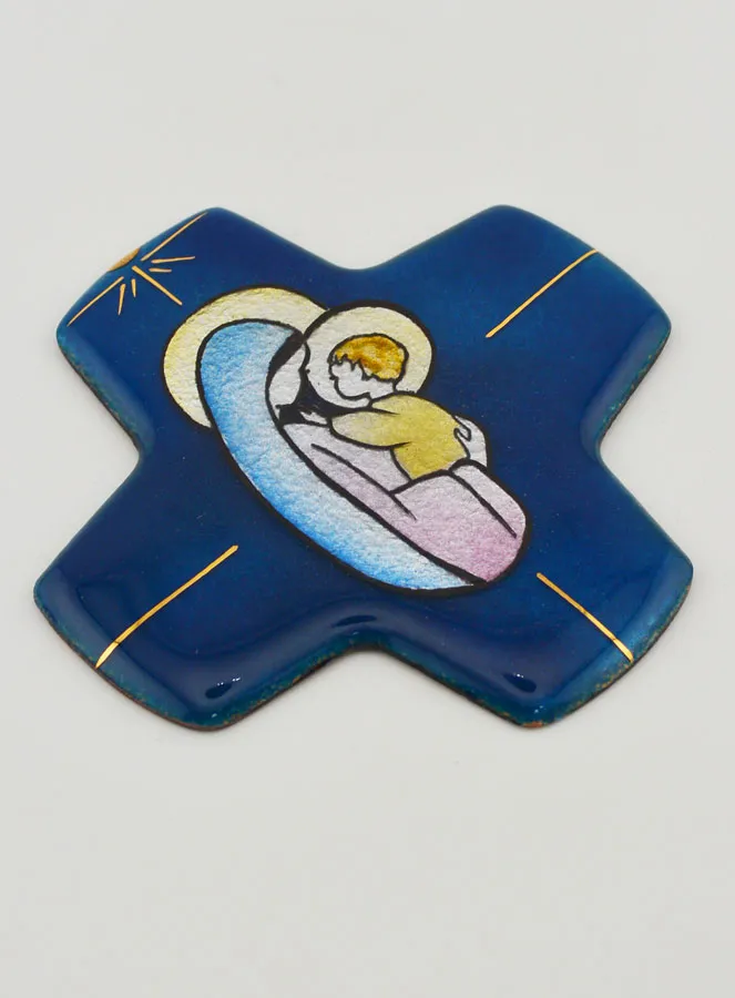 Virgin with Baby Jesus Enamels Square Cross (pic 3)
