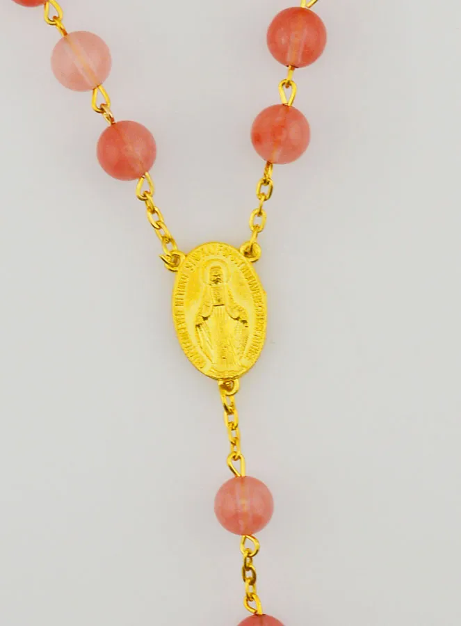 Gold Plated & Quartz Beads Rosary (pic 4)