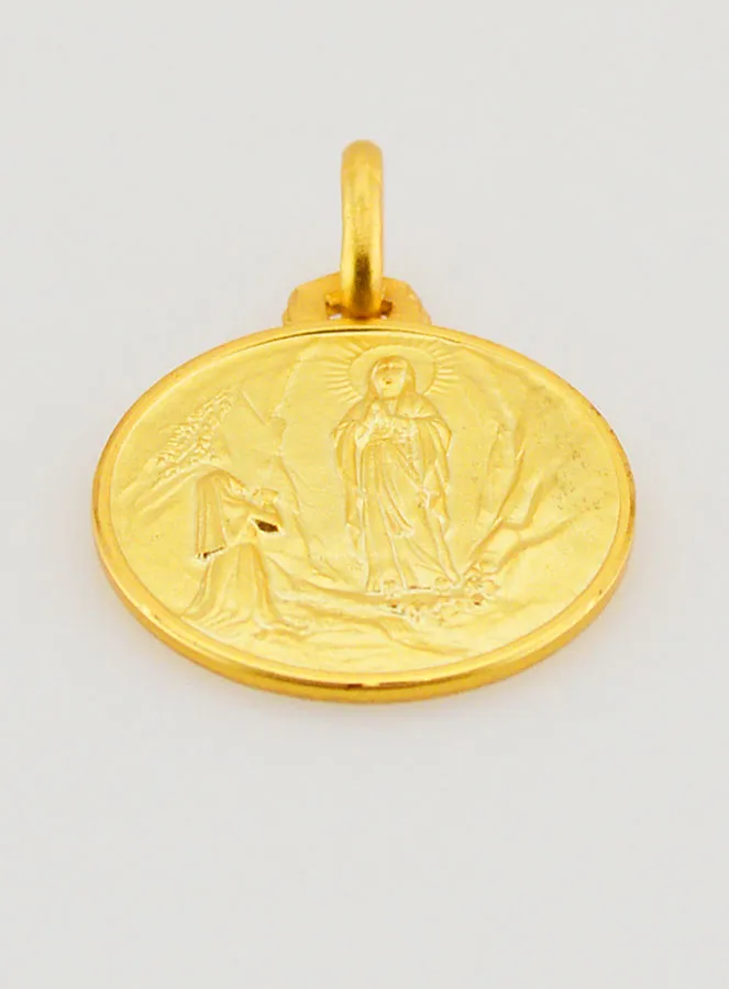 Our Lady of Lourdes Gold Plated Baptism Medal (pic 2)