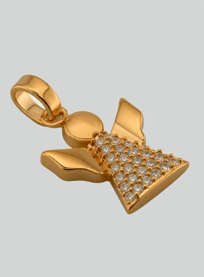 Gold Plated & Zircons Guardian Angel Baptism Medal Pendant (pic 2)