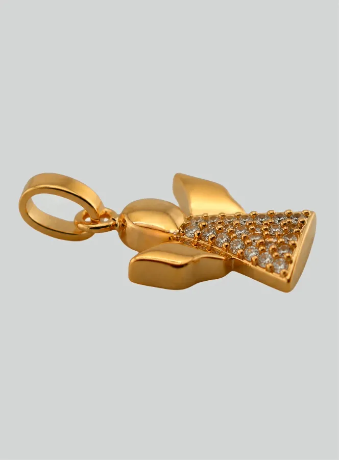 Gold Plated & Zircons Guardian Angel Baptism Medal Pendant (pic 3)