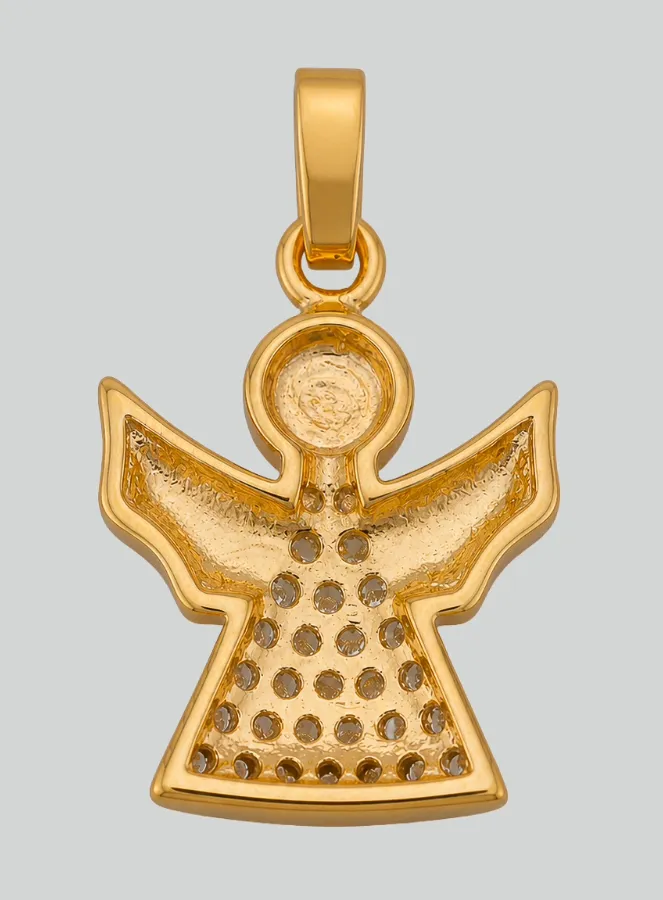 Gold Plated & Zircons Guardian Angel Baptism Medal Pendant (pic 4)