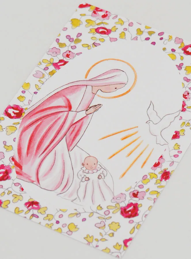 Baptismal Picture - Holy Virgin Mary with Holy Spirit Dove - Pink (pic 4)