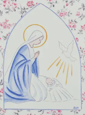 Baptismal Picture - Holy Virgin Mary with Dove (pic 1)