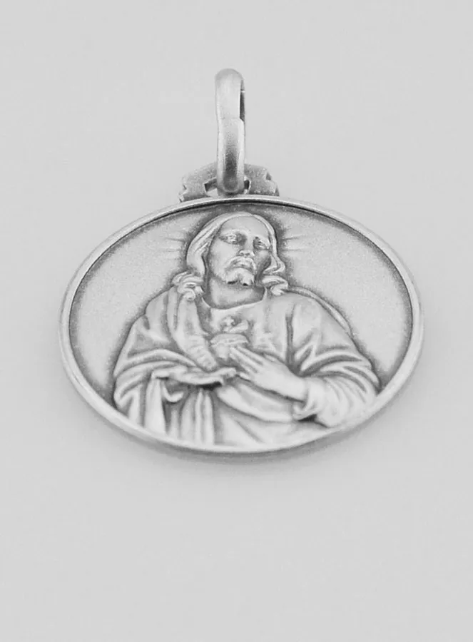 Sacred Heart of Jesus Baptism Silver Medal - 18 mm (pic 2)