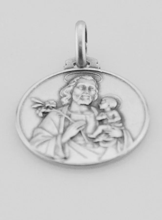 Saint Joseph Solid Silver Baptism Medal (pic 2)