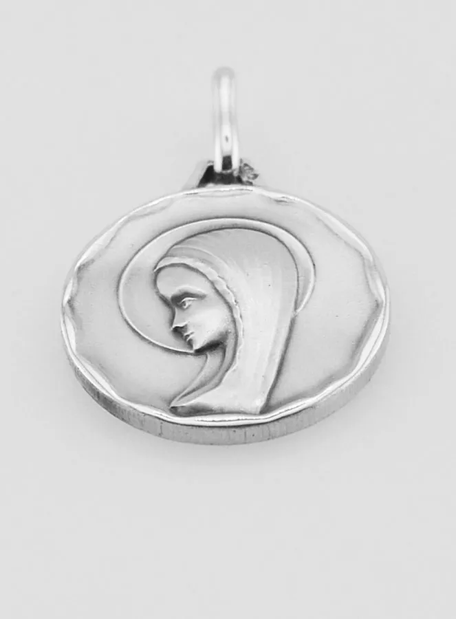 Virgin Mary with Veil Left Profile Baptism Silver Medal (pic 2)