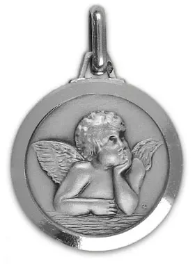 Guardian Angel Sterling Silver Faceted Baptism Medal (pic 1)