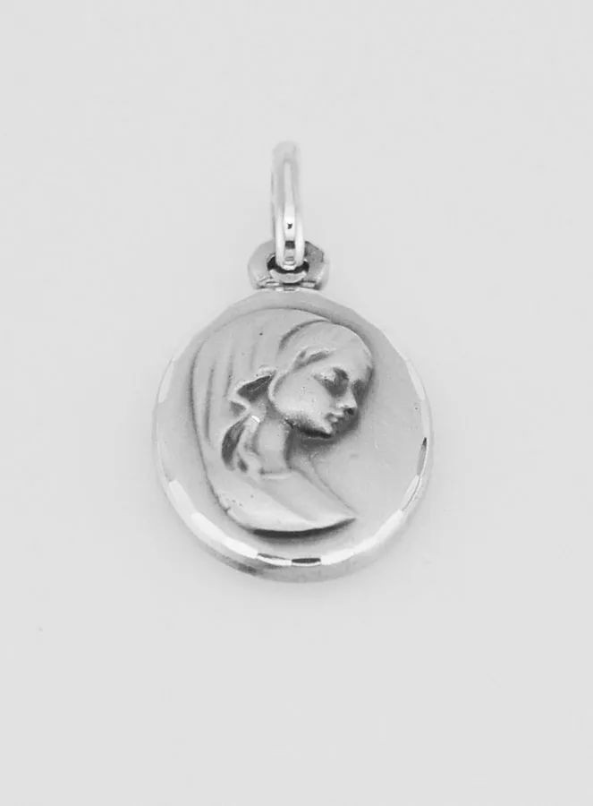 Virgin Mary with Veil Solid Silver Baptism Medal (pic 2)