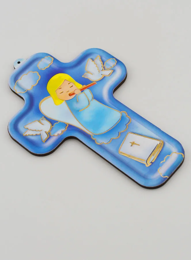 Musician Angel Wood Cross - Baptism Gift (pic 3)