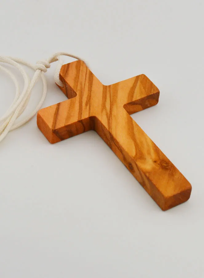 Olive Wood Communion Cross with White Cord (pic 3)