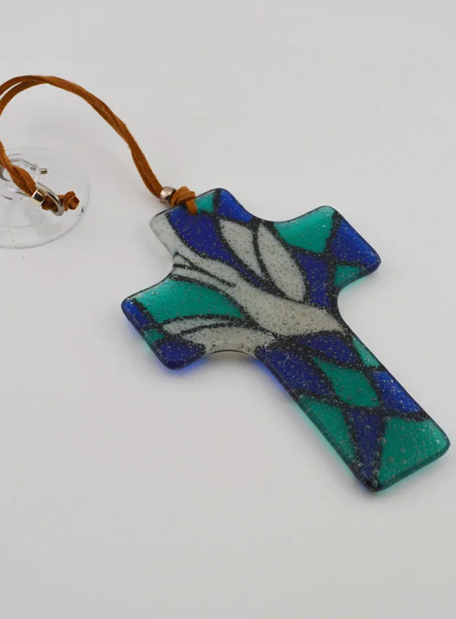 Holy Spirit Dove Glass Cross (pic 4)
