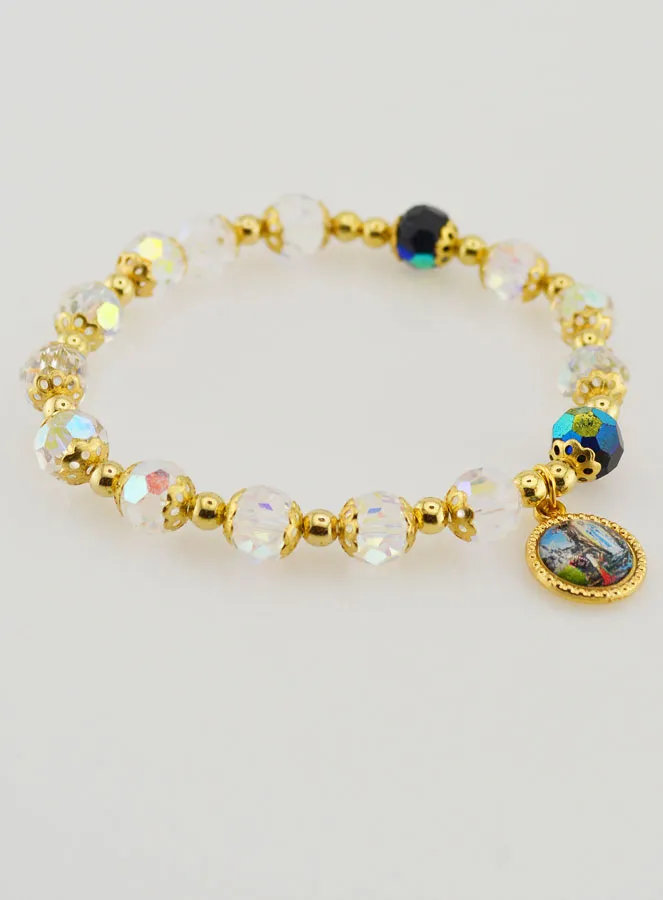 Gold & Crystal Beads Decade Rosary Bracelet (pic 3)