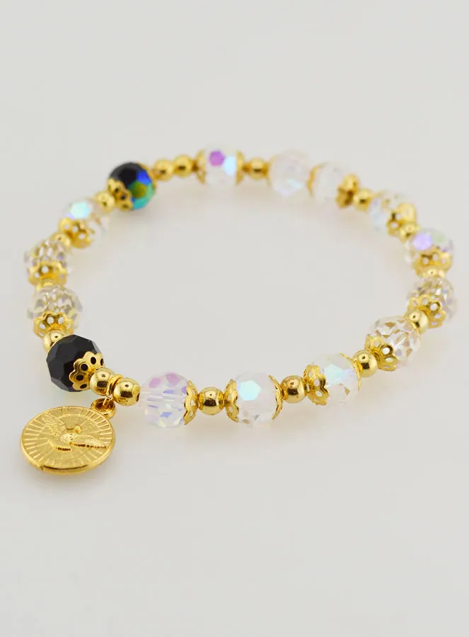 Gold & Crystal Beads Decade Rosary Bracelet (pic 4)