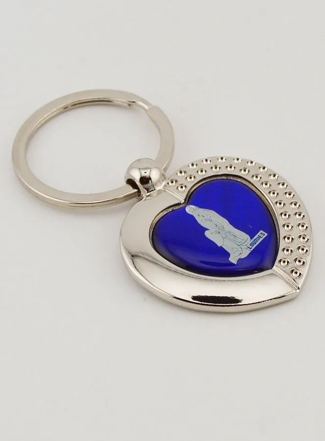 Our Lady of Lourdes Blue Heart Key Chain (pic 3)