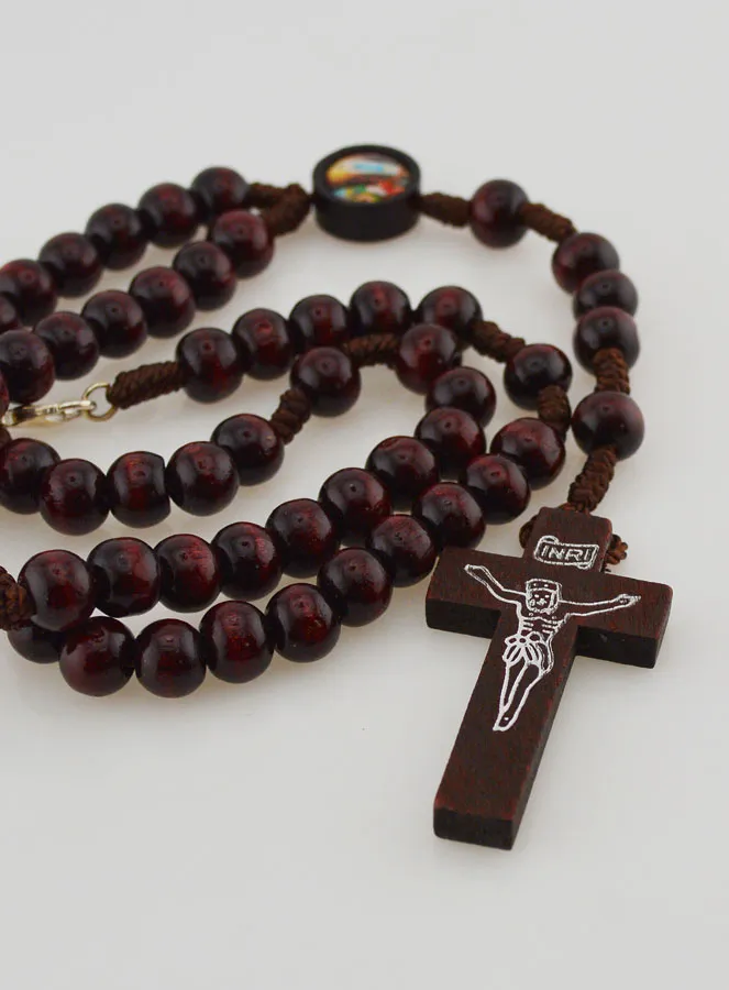 Wooden Rosary Necklace with String - 40cm (pic 3)