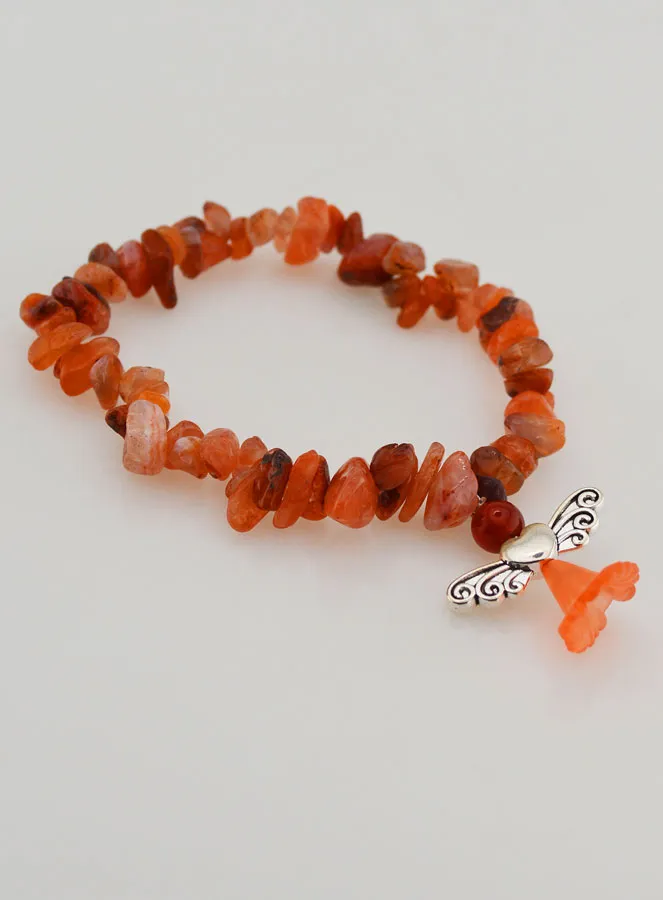 Guardian Angel Religious Bracelet - Coral Stone (pic 3)