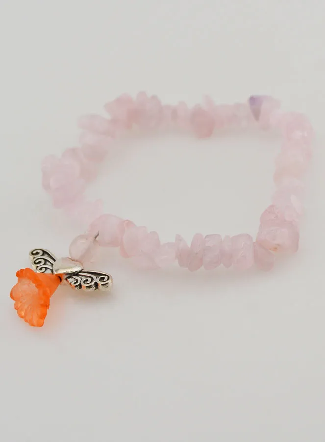 Guardian Angel Religious Bracelet - Pink Quartz Stone (pic 4)