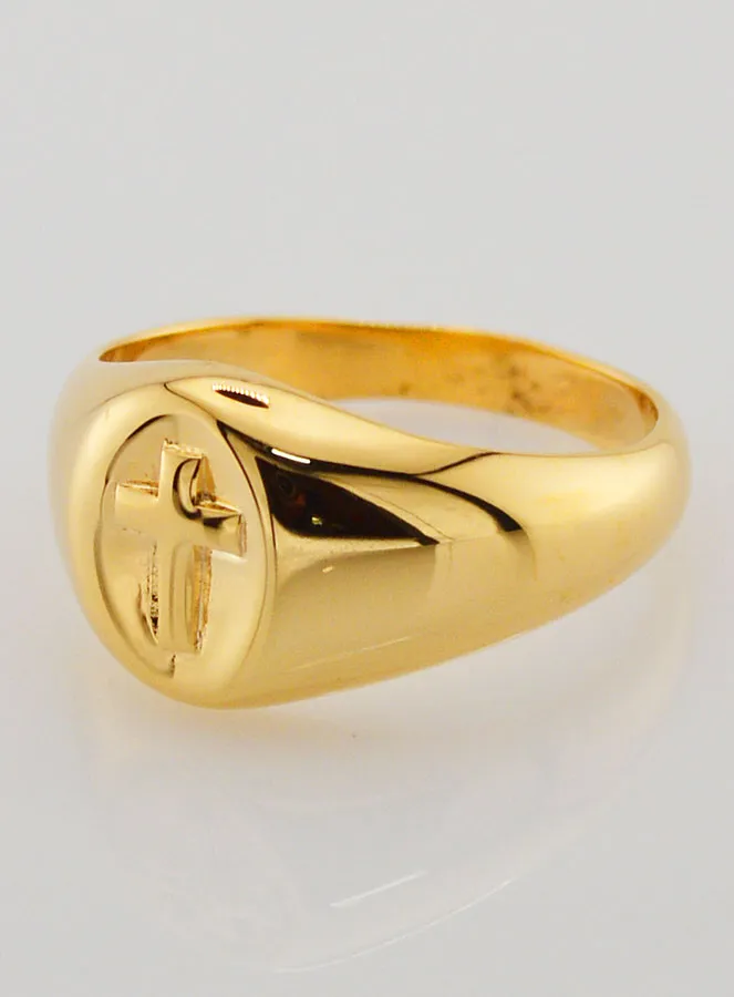 Gold Plated Christ's Cross Chevalier Ring - Size 58 (pic 3)