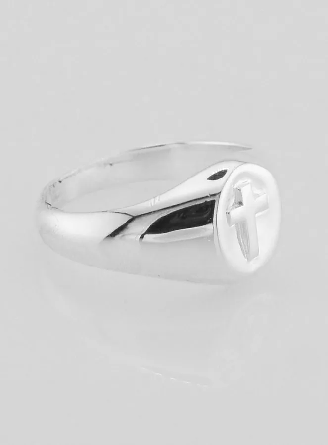 Solid Silver Christ's Cross Chevalier Ring - Size 58 (pic 3)