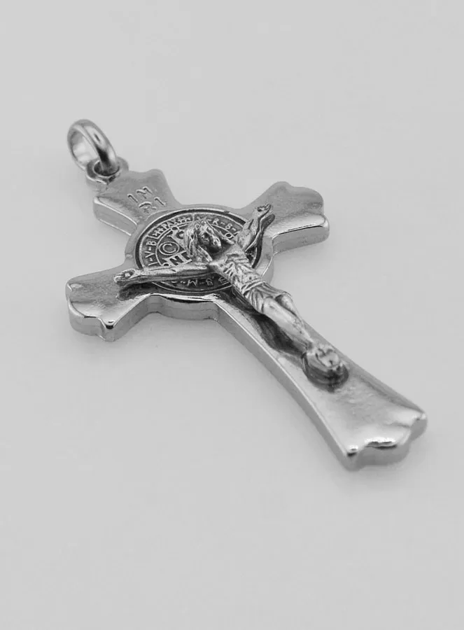 Saint Benedict Silver Cross Pendant - 5 cm (pic 3)