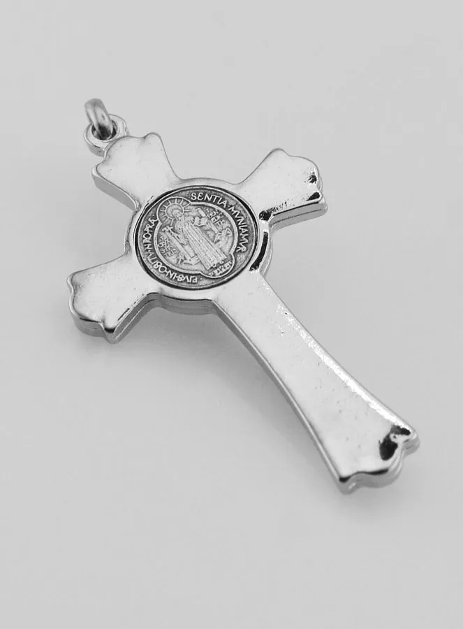Saint Benedict Silver Cross Pendant - 5 cm (pic 4)