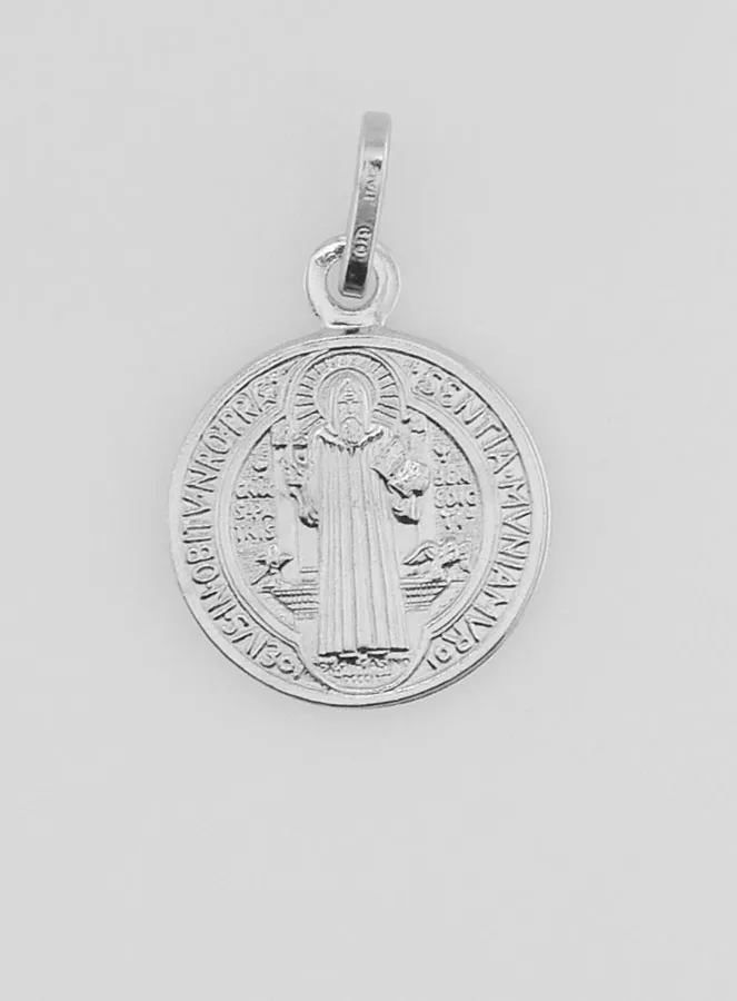 Saint Benedict Solid Silver Medal - 1,5 cm (pic 4)