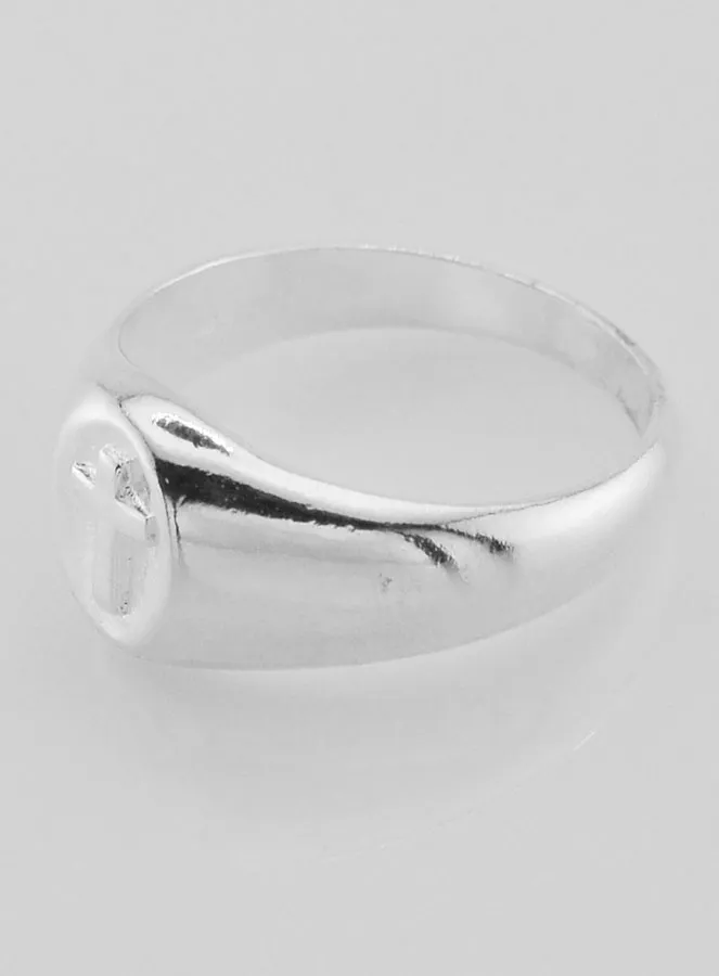 Sterling Solid Silver Christ's Cross Chevalier Ring - Size 62 (pic 3)