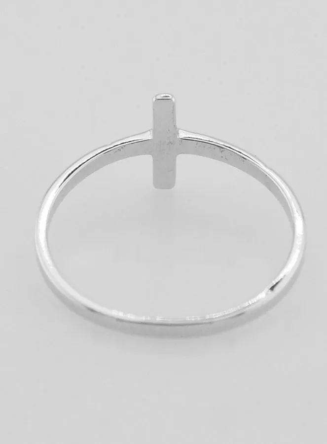 1 Rhinestone Diamond & Cross Ring - Solid Silver - Size 60 (pic 4)