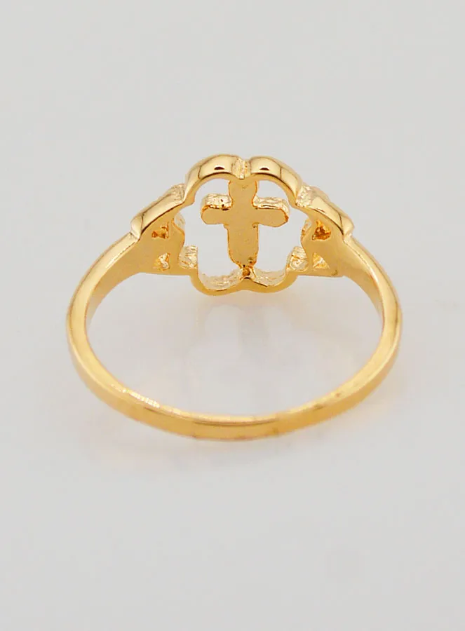 Gold Plated Flower & Cross Ring - Size 54 (pic 4)