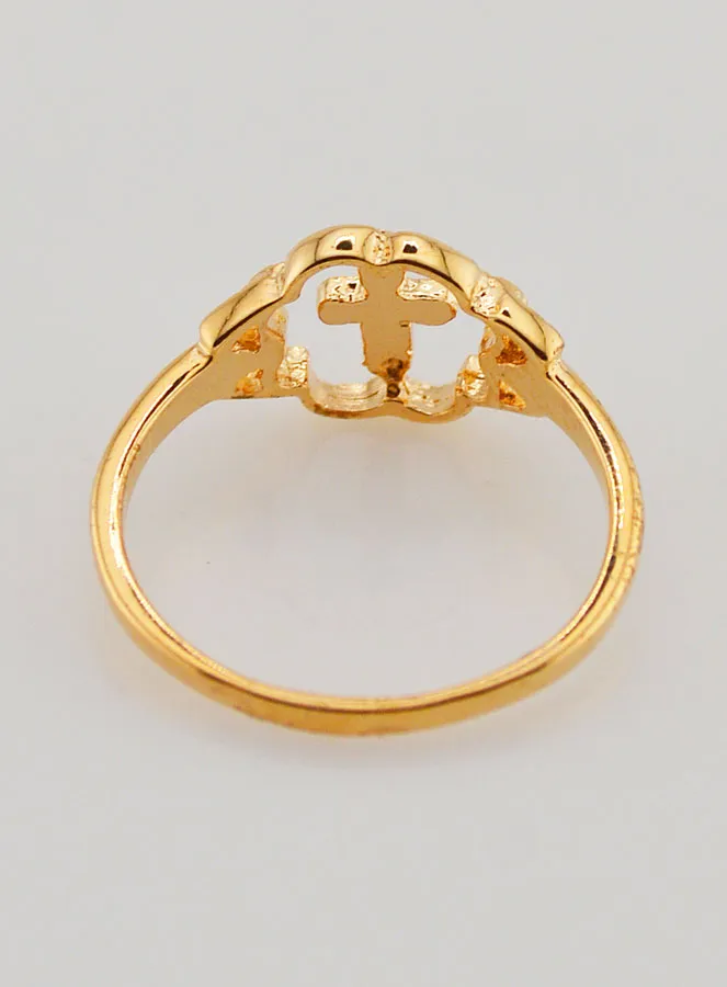 Gold Plated Flower & Cross Ring - Size 56 (pic 4)