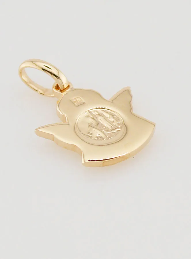 Gold Plated Guardian Angel Pendant - 14 mm (pic 4)