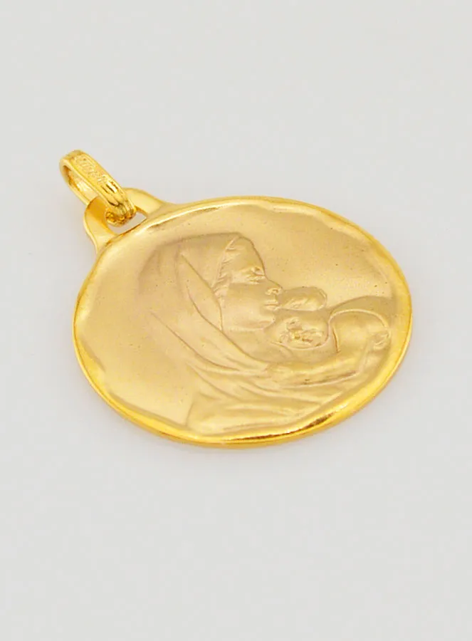 Virgin with Baby Jesus Gold Baptism Medal (pic 3)